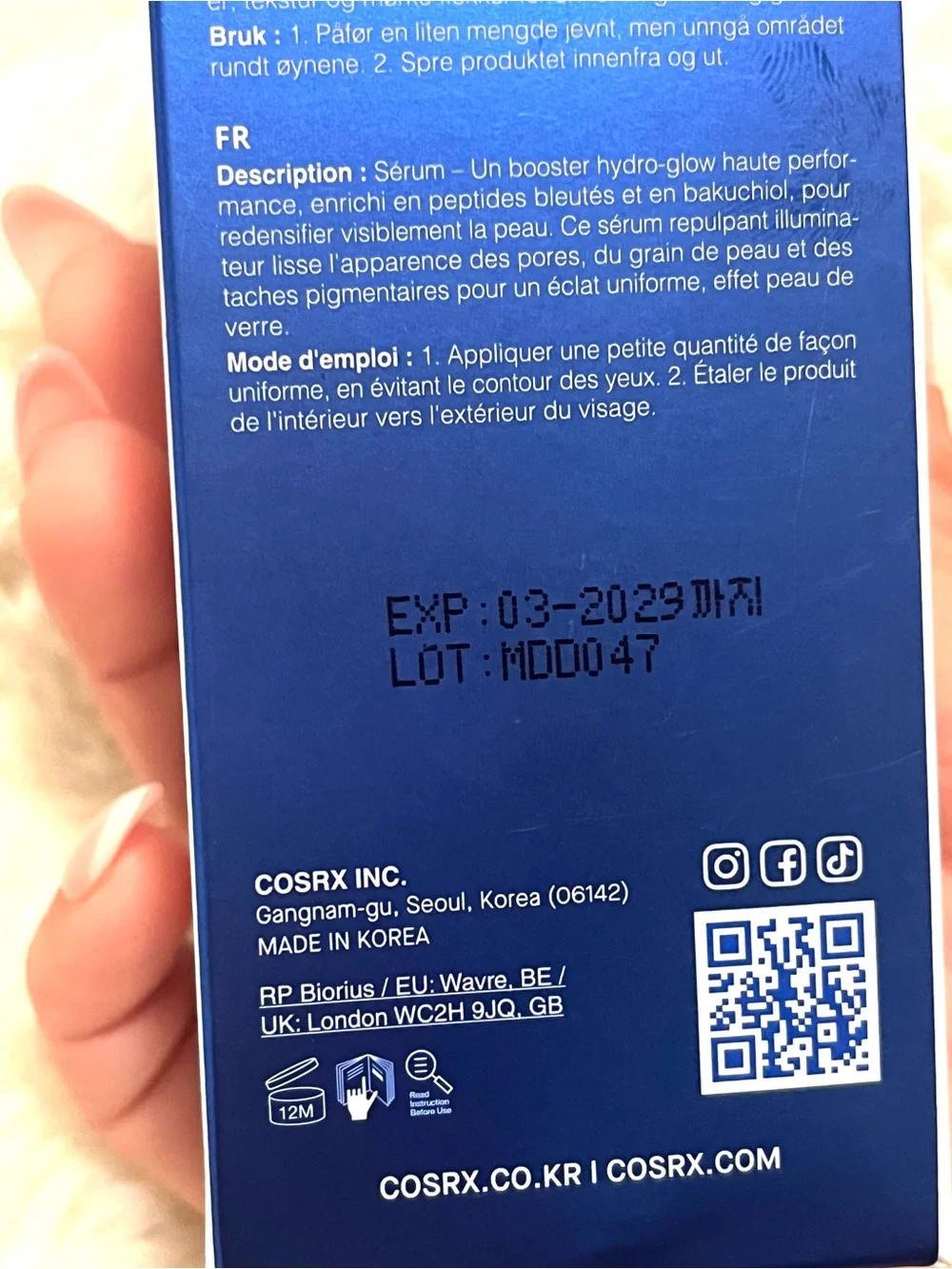 COSRX The Blue Peptide Bakuchiol Plump Glow Serum - White & Blue